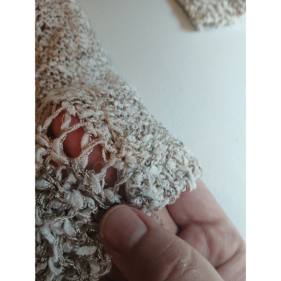 Simply Couture Womens Cream Knit Sweater Sequin Long Sleeve Top  Lagenlook XL - Picture 7 of 12